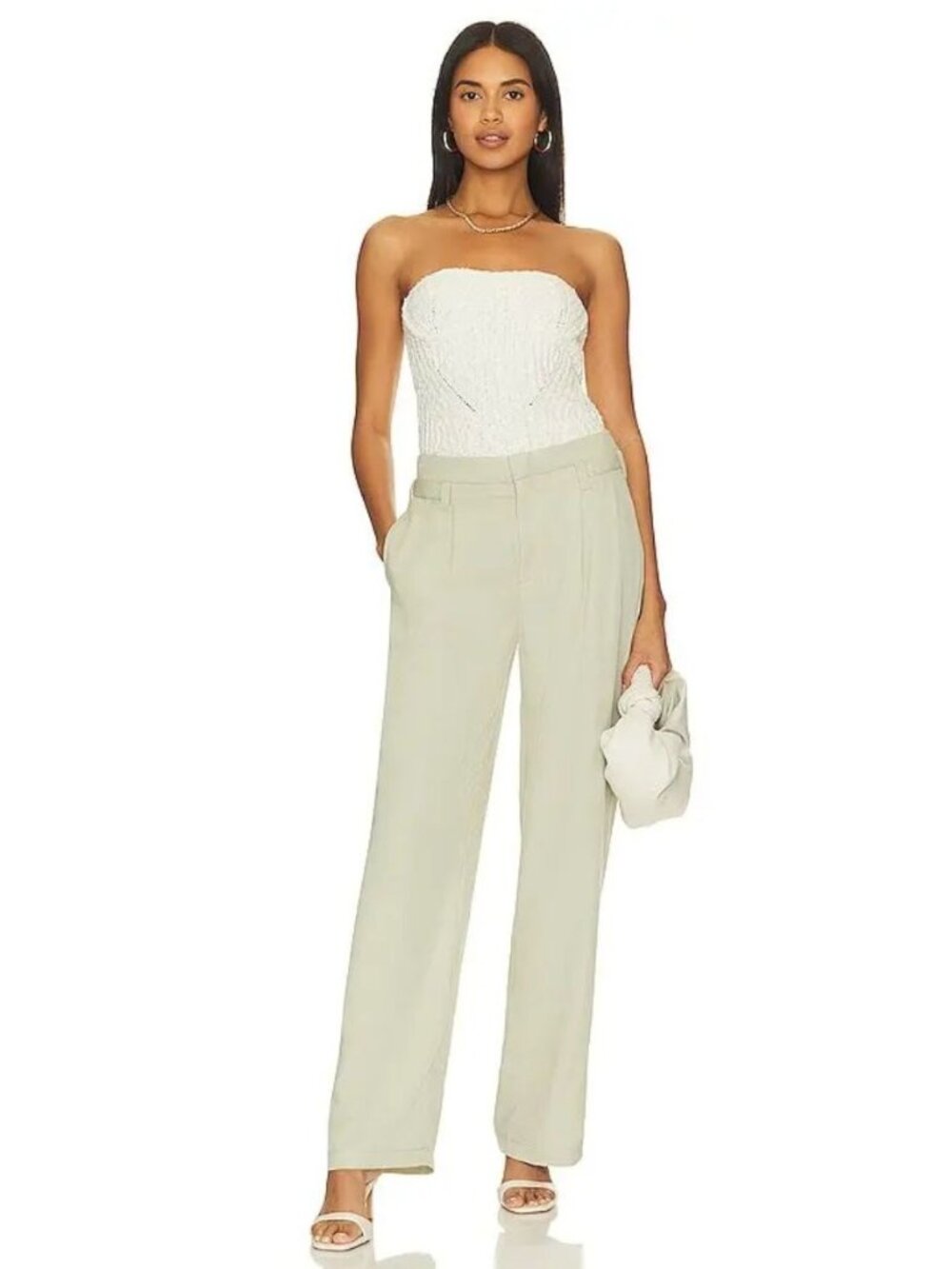 Free People Sage Green Falling Out Pleated Trouser Pants Womens Size 12